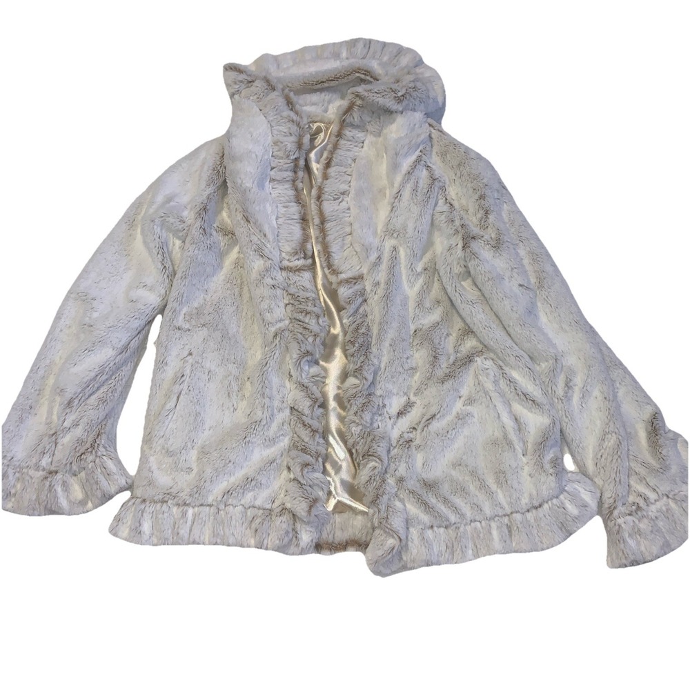 Beautiful Damselle New York Beige faux fur jacket Size Small